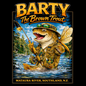 Barty The Trout - Black Can Cooler Design