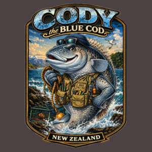 Cody The Cod - American Apparel Heavyweight Cotton Unisex T-Shirt Design