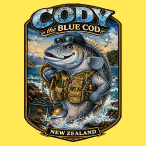 Cody The Cod - Cloke Kids Outline Tee Design