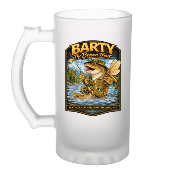 Barty The Trout - Frosted Glass Beer Mug Thumbnail